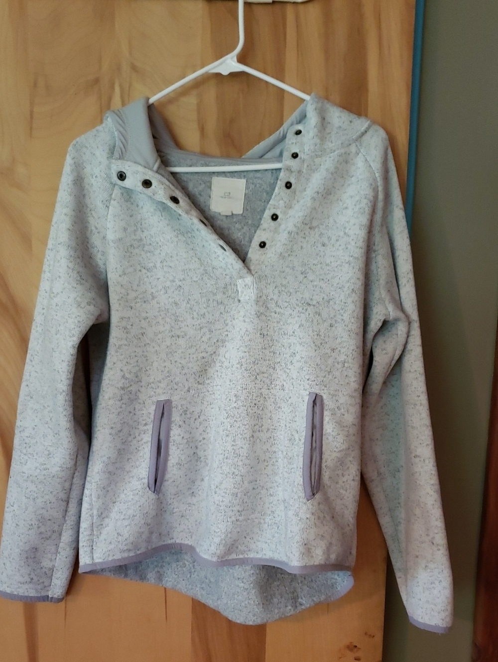 Thread & Supply Light Gray Pullover Hoodie with Snap Placket